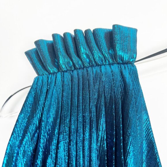 NWT Retrofete Cassia Ruched Cut Out One Shoulder Metallic Cocktail Dress. Size M - Picture 5 of 15